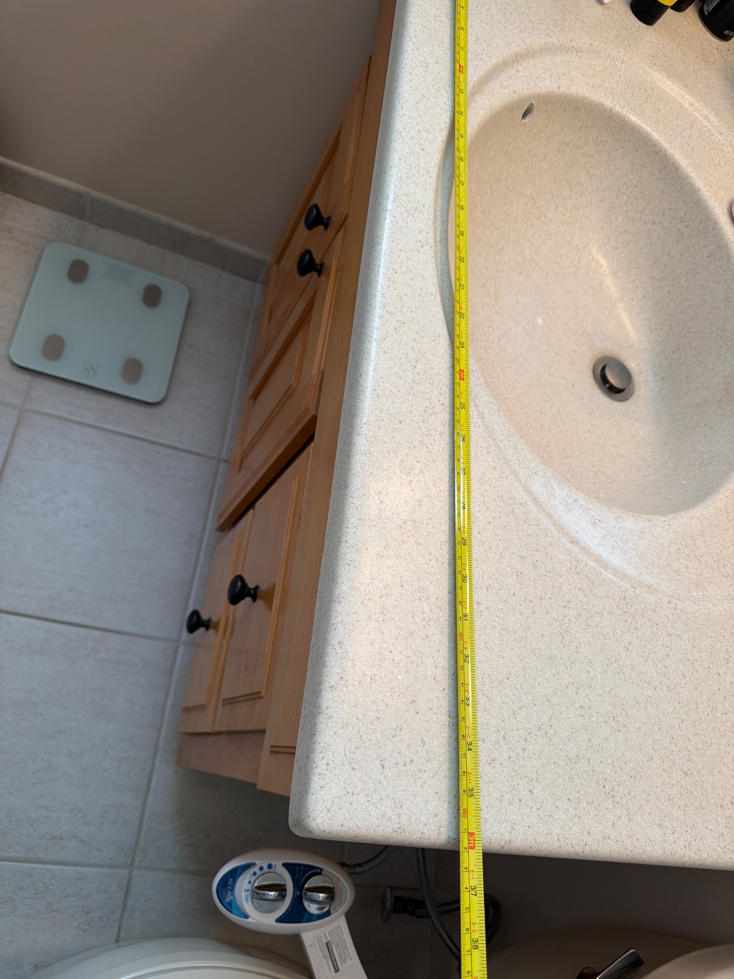 Tape in place: Vanity, side to side