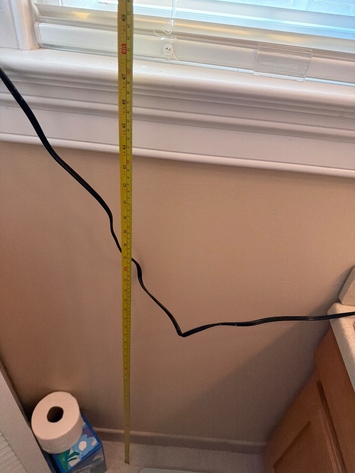 Tape in place: Window sill down to the floor